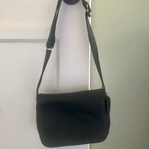 Coach Authentic Vintage Flap Pebble Leather Shoulder Bag Black